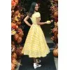 Robe rockabilly a carreaux jaune