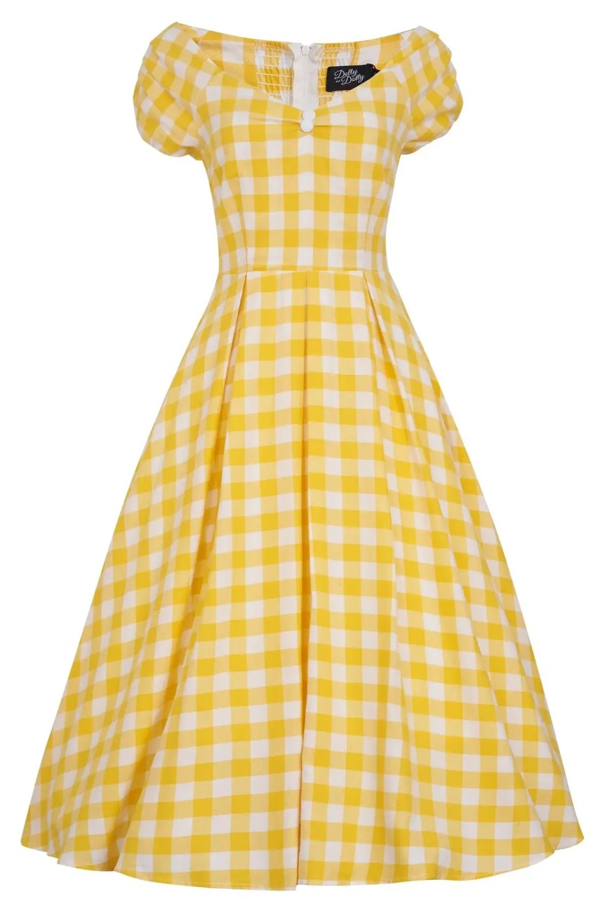 Robe a carreaux jaune Dolly and dotty