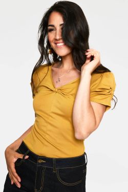 T-shirt pin-up moutarde années 50