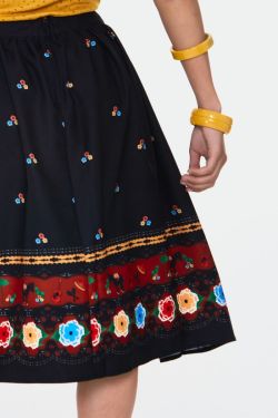 Jupe légère rétro avec fleurs mexicaine