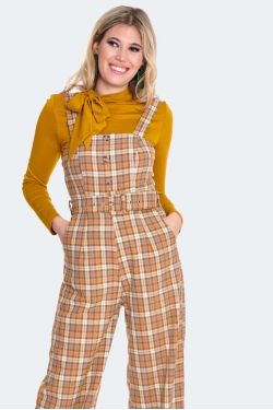 Combinaison vintage à carreaux marron