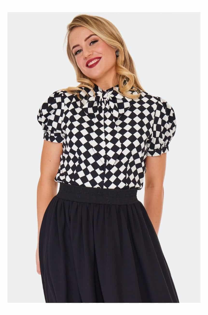 Chemise a damier femme noir et blanc