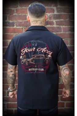 Chemise rockabilly orange 4 aces