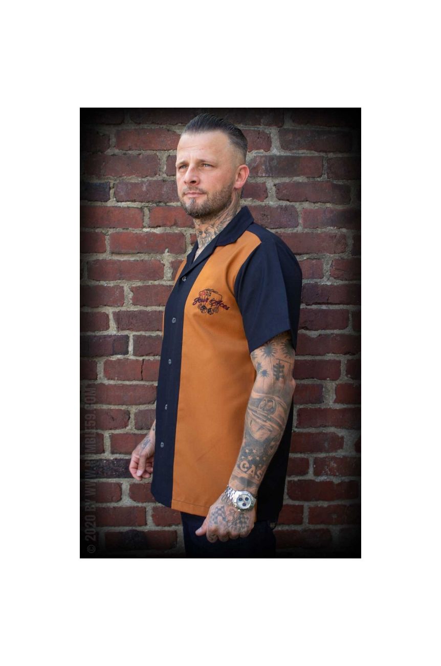 Chemise rockabilly orange 4 aces