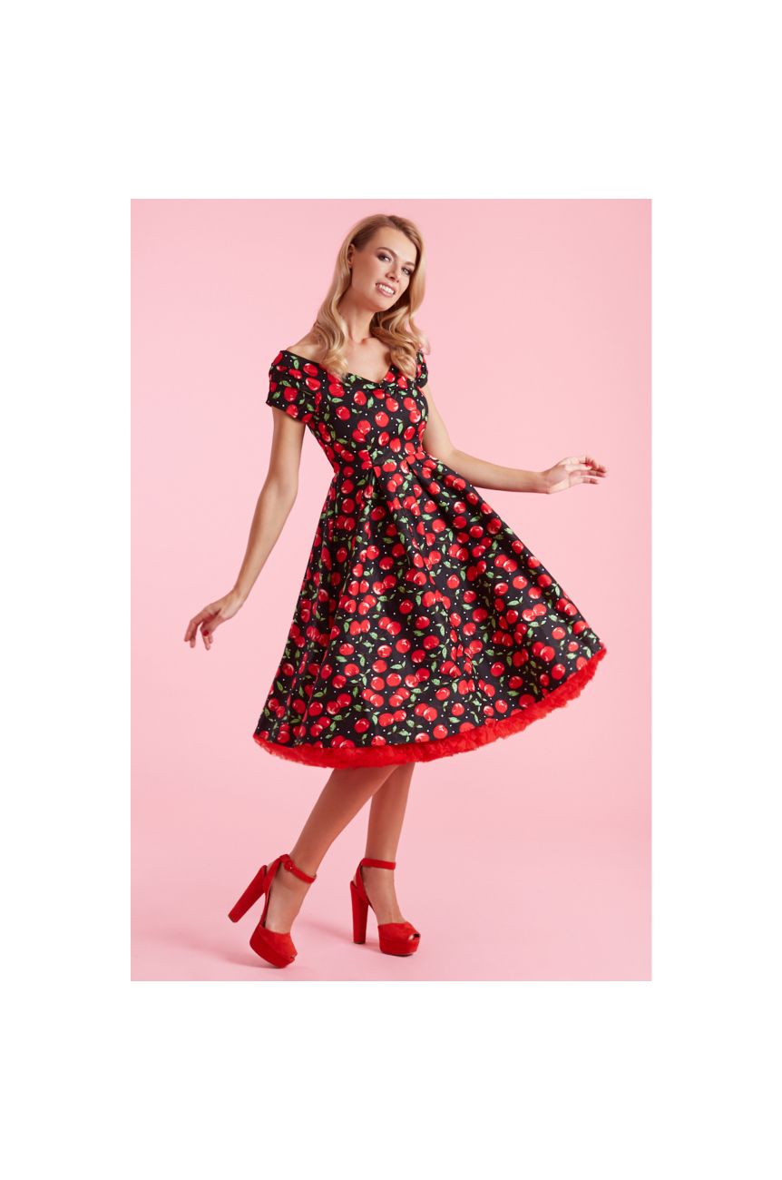 Robe retro motif cerise