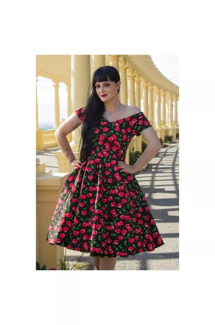 Robe a Motif Cerise Charme Retro