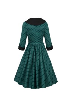 Robe rockabilly à pois verte années 50 femme