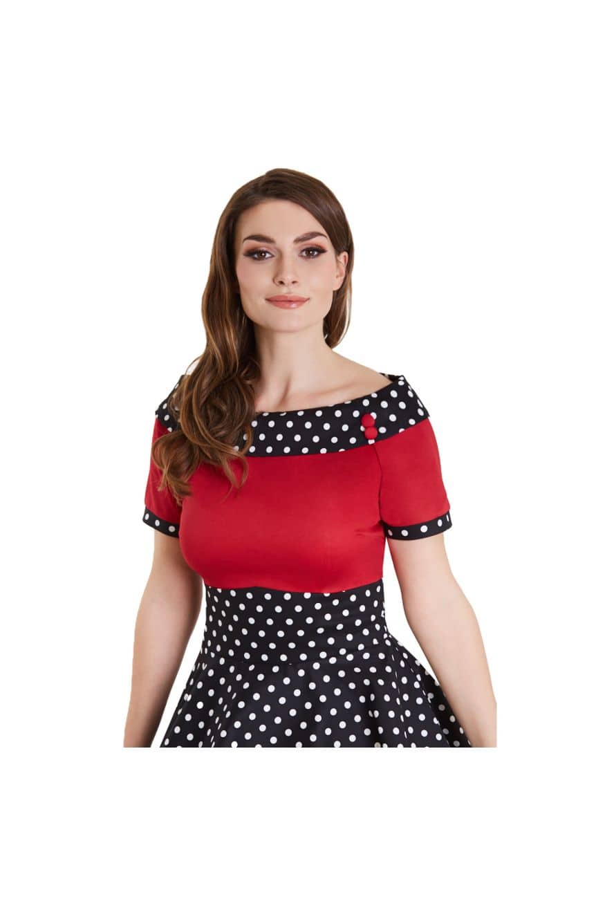 Robe rockabilly Dolly dotty col bateau