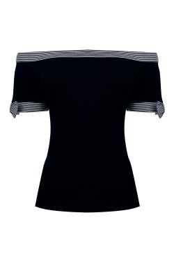 Haut noir col bateau