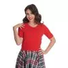 Pull femme manches courtes rouge