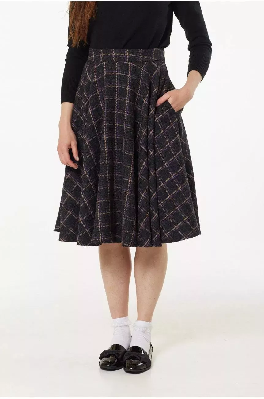 Jupe en laine tartan violet