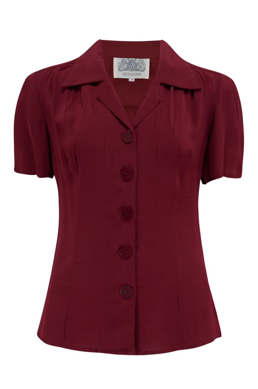 Blouse bordeaux manches courtes