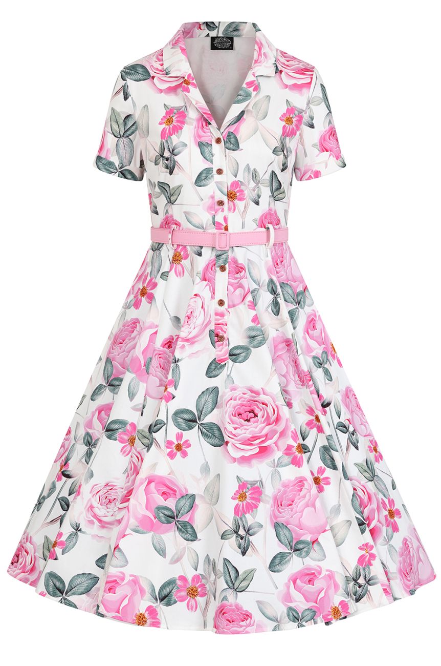 Robe élégante années 50 fleur