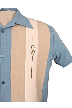 Chemise rockabilly bleue 3 panneaux