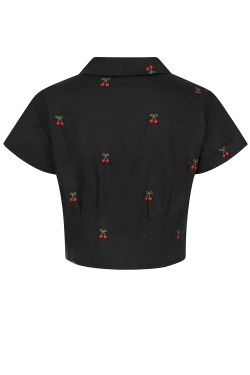 Blouse noire imprimé cerise Banned retro