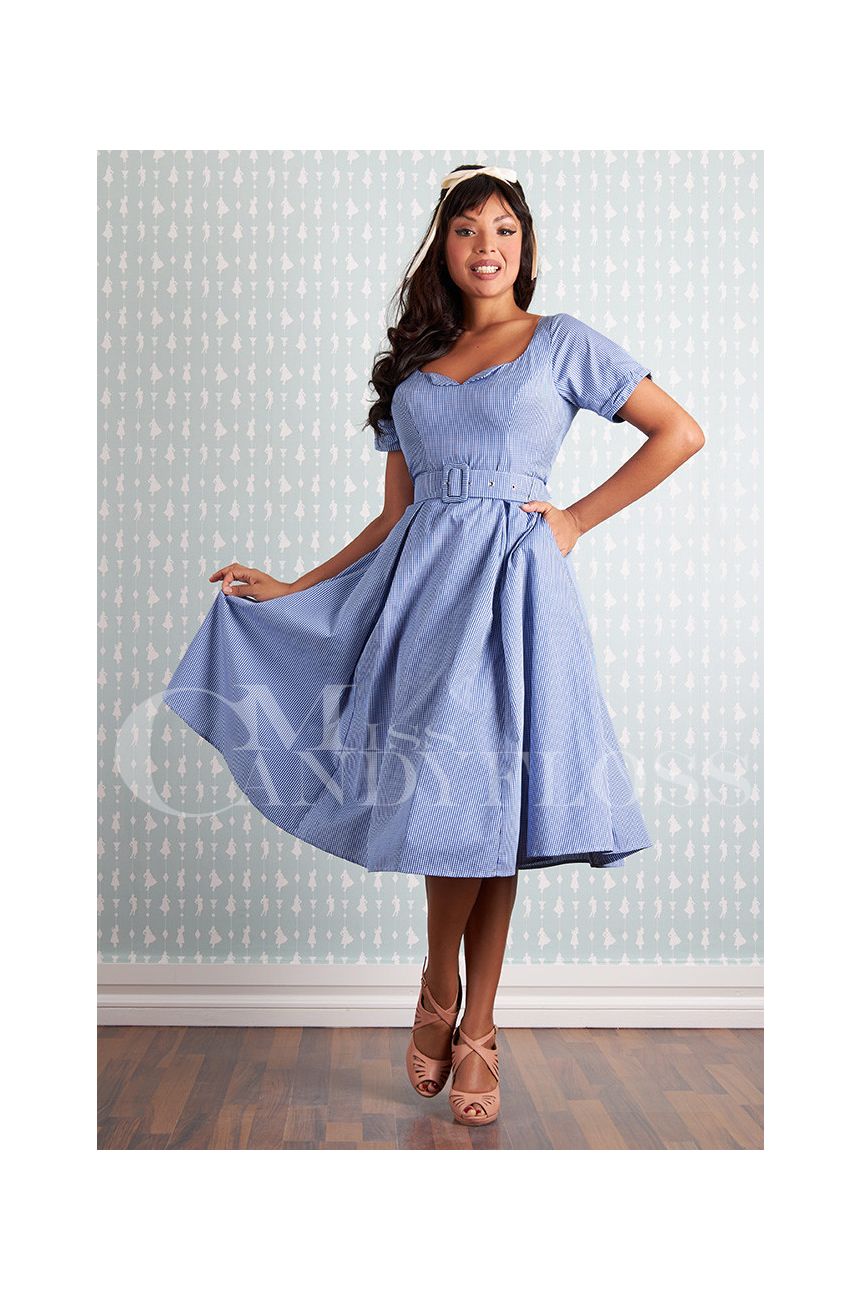 Robe années 50 vichy bleue Miss Candyfloss
