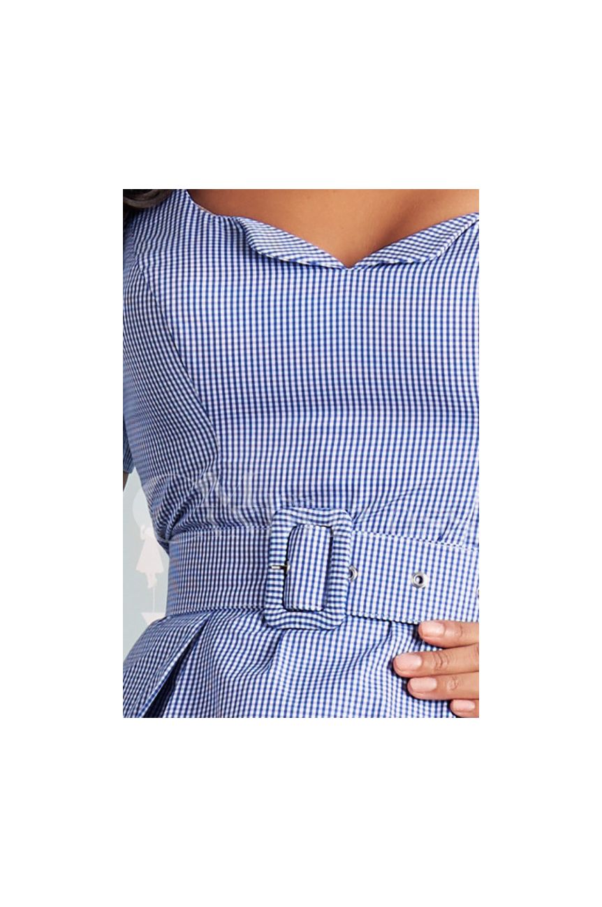 Robe années 50 vichy bleue Miss Candyfloss