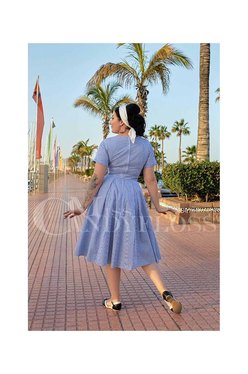 Robe années 50 vichy bleue Miss Candyfloss