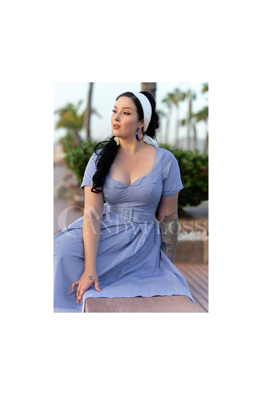 Robe années 50 vichy bleue Miss Candyfloss