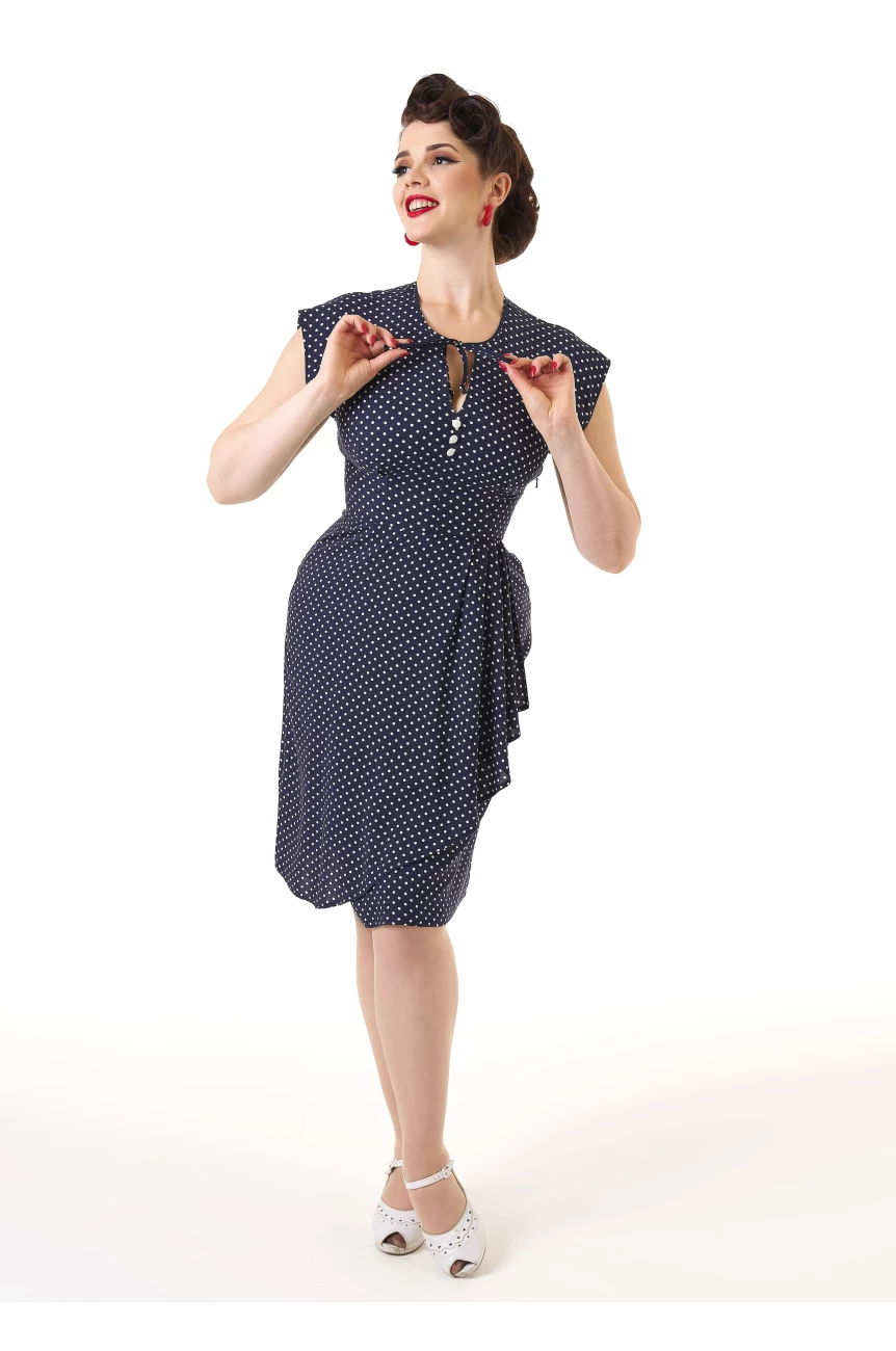 Robe a pois année 50 bleue Pretty Retro