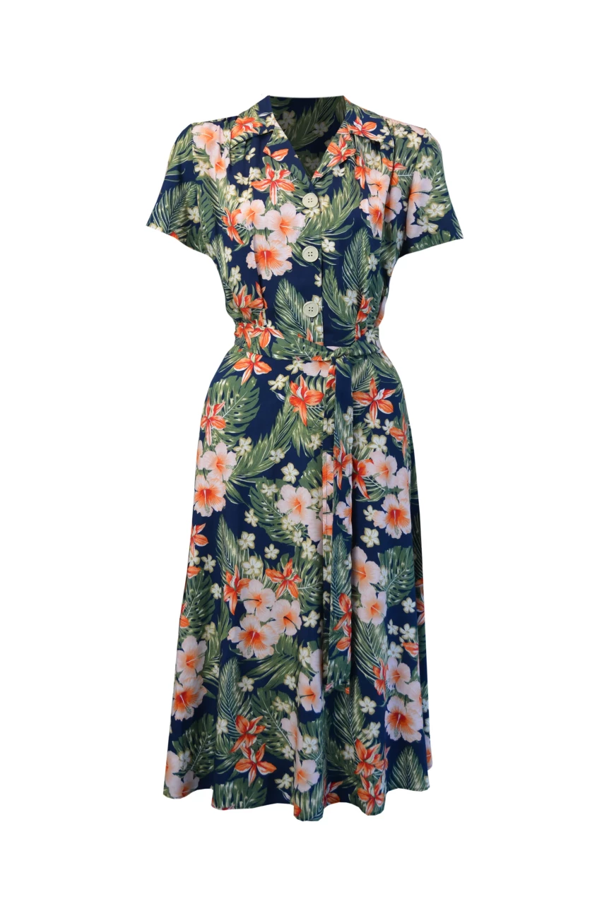 Robe chemise tropicale rockabilly