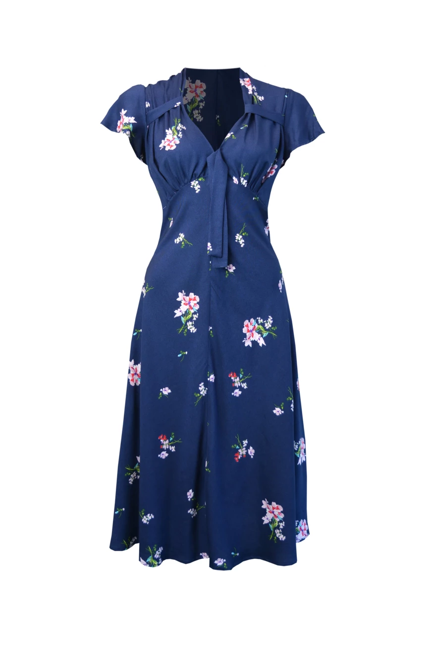Robe petty Retro blue a fleurs
