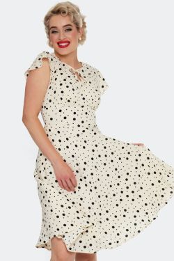 Robe vintage écrue pois