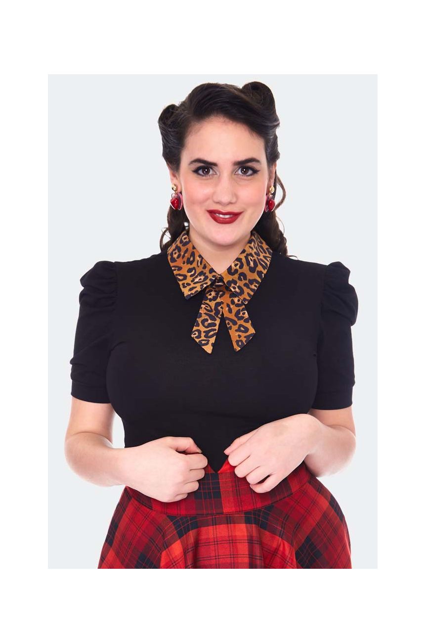 Haut rockabilly col léopard