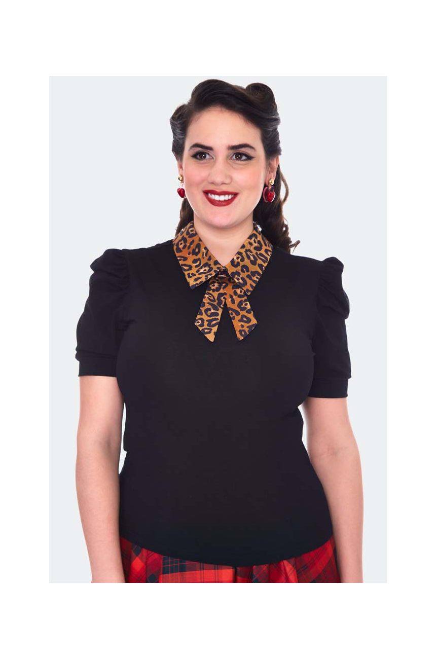 Haut rockabilly col léopard