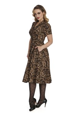 Robe chemise léopard rockabilly