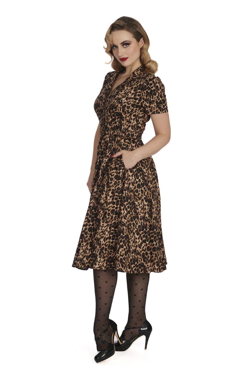 Robe chemise léopard rockabilly