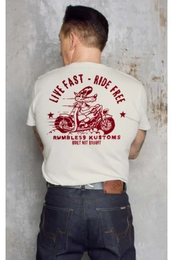 Tee shirt Rumble 59 Live fast blanc
