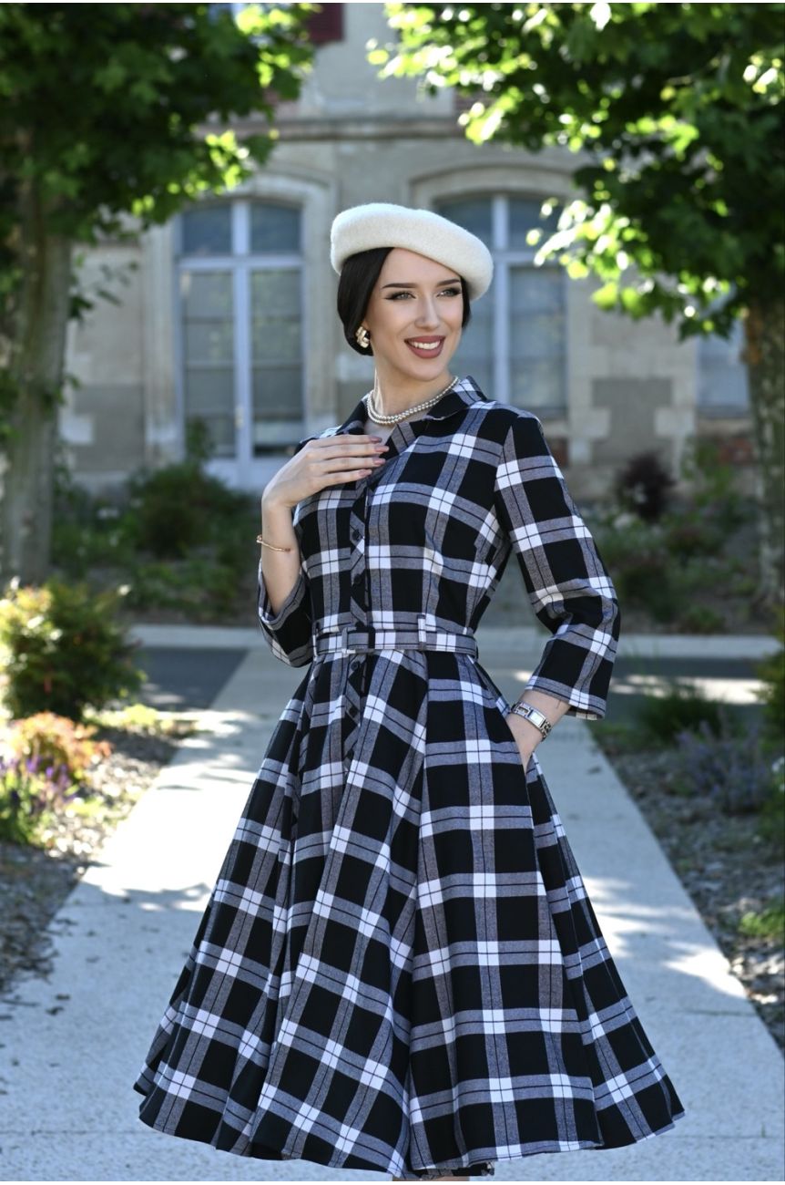 Robe chemise retro a carreaux