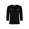 Cardigan noir rétro avec roses