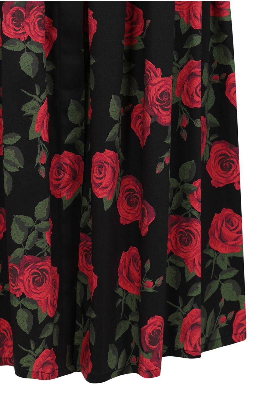 Jupe rockabilly à fleurs rose années 50 femme