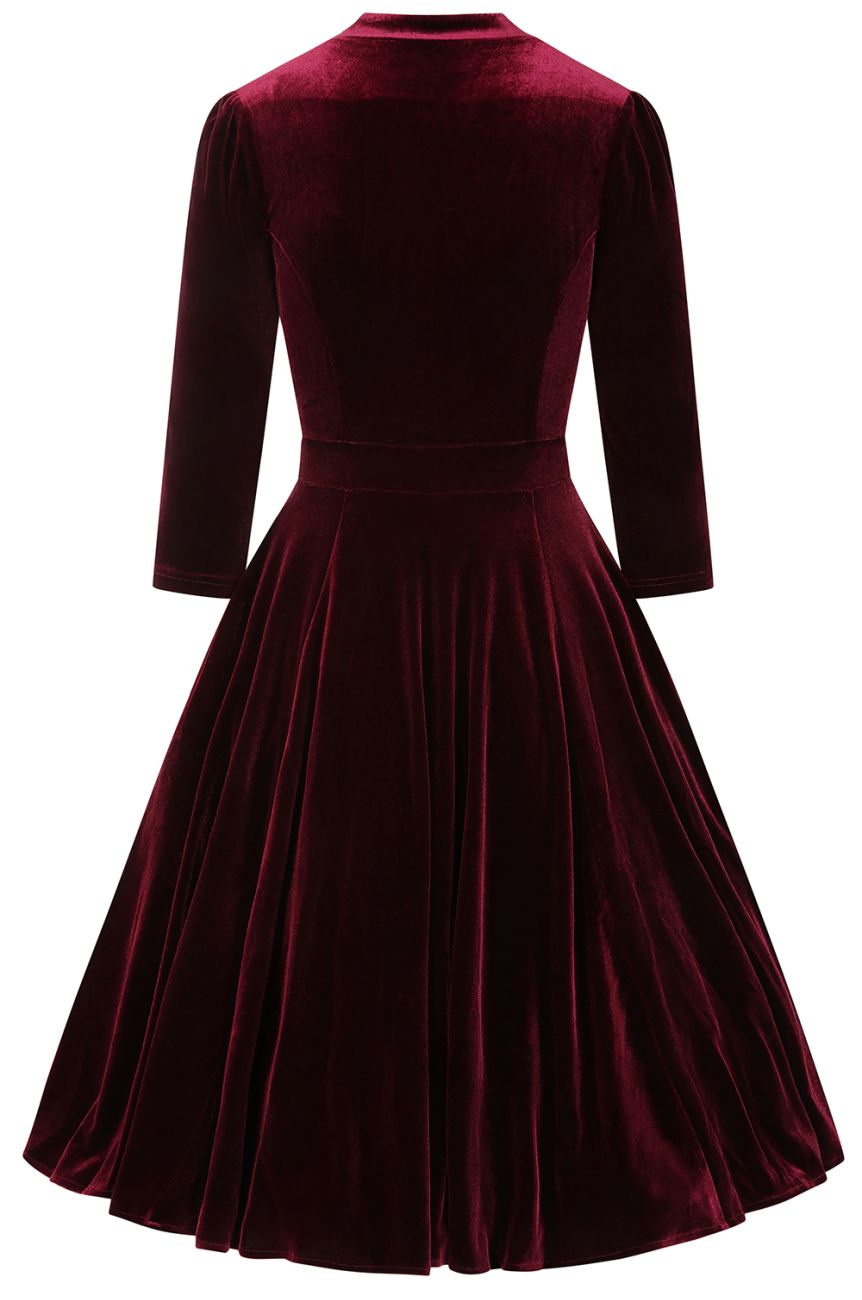 Robe retro en velours manches 3/4