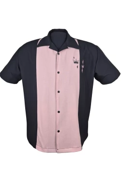 Chemise rockabilly Crown black pink rayures verticales audacieuses rebelle
