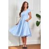 Robe vichy bleu blanc lacage taille jupe swing poches pin-up vintage