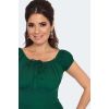 Robe retro vert sapin col fronce cordon jupe swing midi sophistique elegant