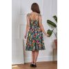 Robe exotique navy fleurs tropicales bustier ceinture evasee vintage retro