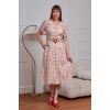 Robe carreaux tiki beige orange ananas palmiers ceinture poches vintage exotica