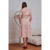 Robe vintage tiki motif tropical carreaux beige col chemisier jupe evasee retro