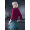 Gilet court bordeaux maille ajouree point fantaisie encolure ronde retro automne