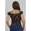 Top rockabilly noir cerises bardot bustier ajuste vintage iconique retro