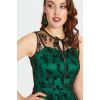 Robe pin-up vert forêt dentelle noire encolure dentelle jupe swing