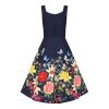 Robe retro bleu marine fleurs Moolight butterfly