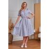 Robe chemise carreaux bleu blanc cerises rouges ceinture jupe evasee vintage
