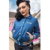 Veste vintage college bandes cote boutons dores rockabilly authentique