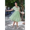 Robe ceremonie vintage vert menthe dentelle poches laterales silhouette sablier retro