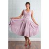 Robe mauve col V drape boutons assortis ceinture jupe swing Miss Candyfloss plage vintage